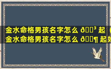 金水命格男孩名字怎么 🌳 起（金水命格男孩名字怎么 🐶 起好听）